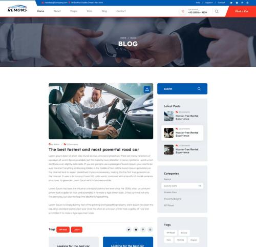 Remons - Car Rental PSD Template