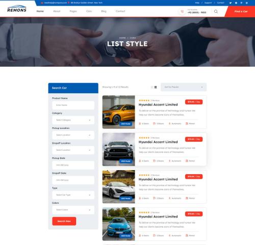 Remons - Car Rental PSD Template