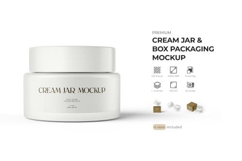 Cosmetic Jar and Box PSD Mockup