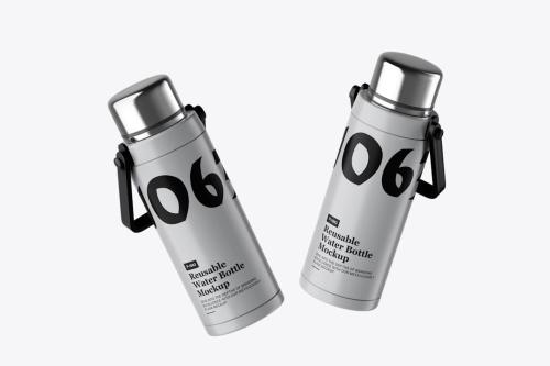 Portable Water Bottle PSD Mockup