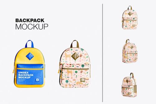 Set Child Backpack Mockup