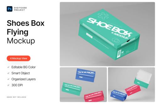 Flying Shoes Box Mockup