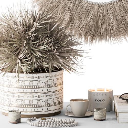 Decorative Set moon Thatch with Dried Plant - Set 105