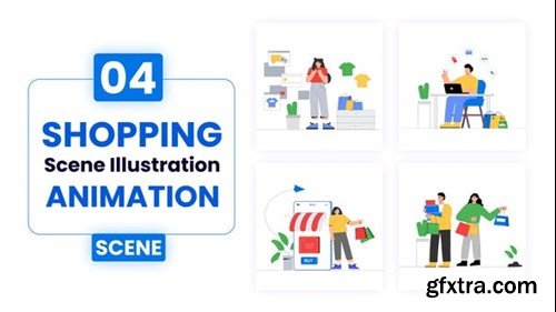 Videohive Shopping Scene Illustrations Animation 52972141