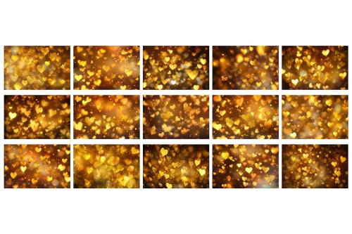 Golden Hearts Bokeh Overlays