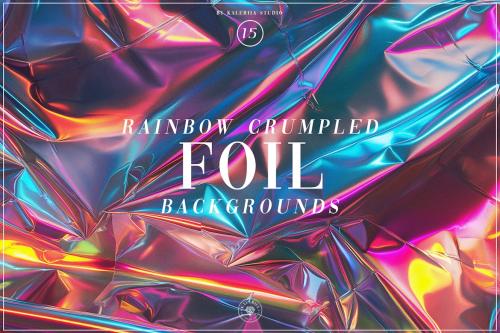 Rainbow Crumpled Foil Backgrounds