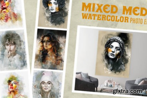 Realistic Watercolor Mixed Art Photo