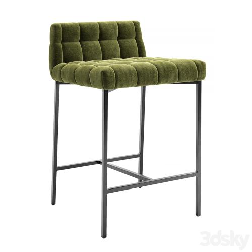 CB2 Gabe Pesto Tufted Low Back Counter Stool