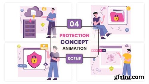 Videohive Data Protection Concept Illustration Animation Scene 53011312