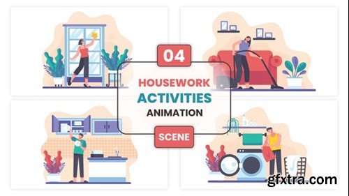 Videohive Housework Activities Animation Scene 53011580