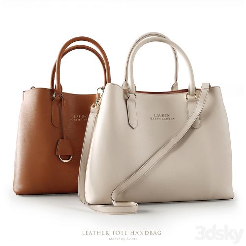 Leather tote handbag