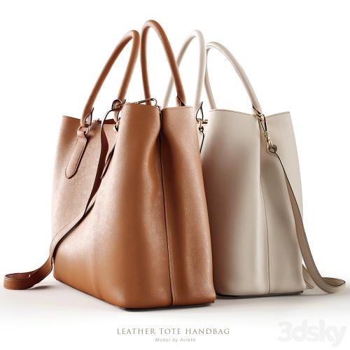 Leather tote handbag