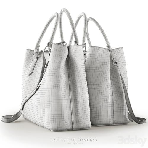 Leather tote handbag