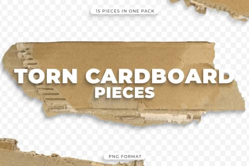 15 Torn Cardboard Pieces