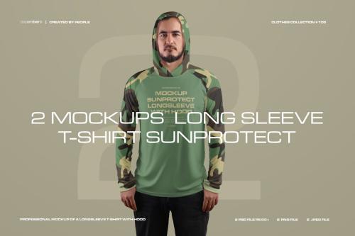 2 Men's Mockups Long Sleeve T-Shirt SunProtect