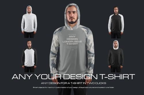 2 Men's Mockups Long Sleeve T-Shirt SunProtect