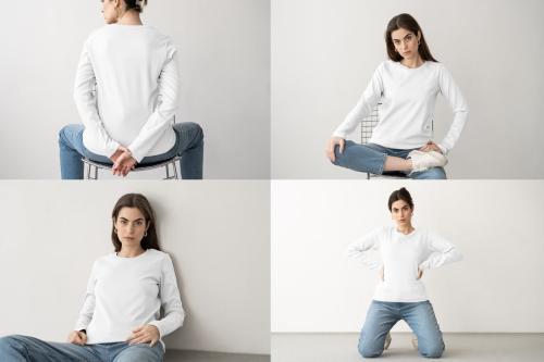 16 Woman long sleeve t-shirt mockups