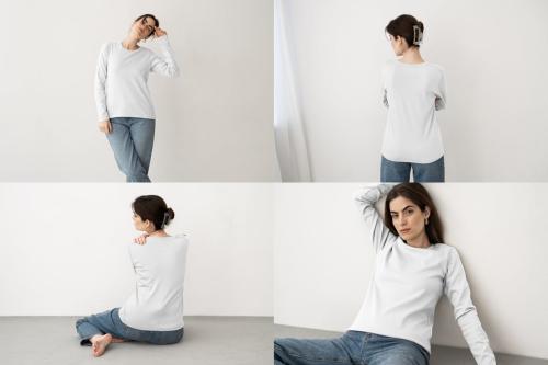 16 Woman long sleeve t-shirt mockups