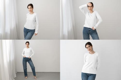 16 Woman long sleeve t-shirt mockups