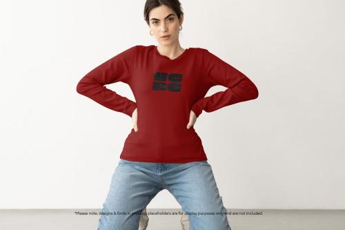 16 Woman long sleeve t-shirt mockups