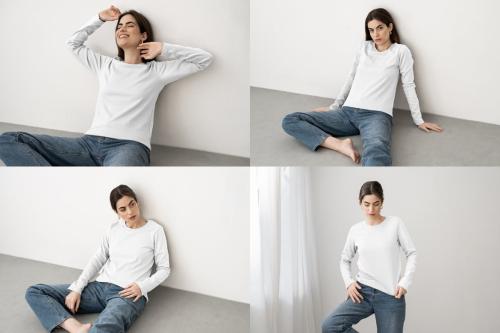 16 Woman long sleeve t-shirt mockups