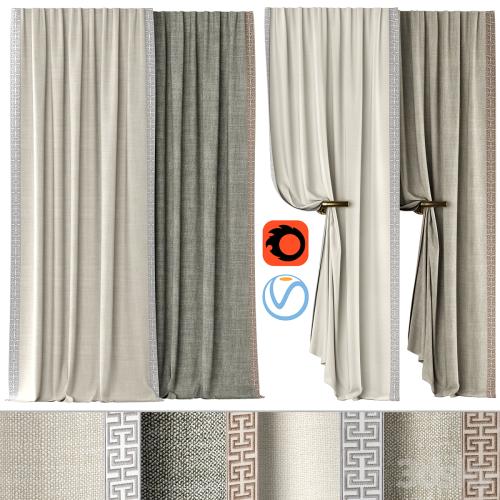 Curtains 136 | Kvadrat - Artic | SAMUEL & SONS - ATHINA EMBROIDERED BORDER