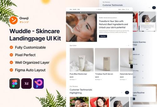 Wuddle - Skincare Landing Page UI Kit