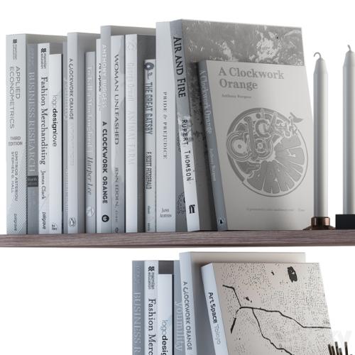 Decorative Set on Shelves White book and Dried Plants