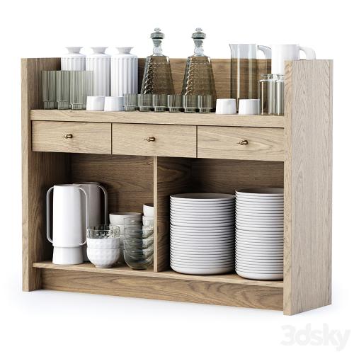 Mira restaurant cabinet with dishes V4 / Wooden sideboard with dishes