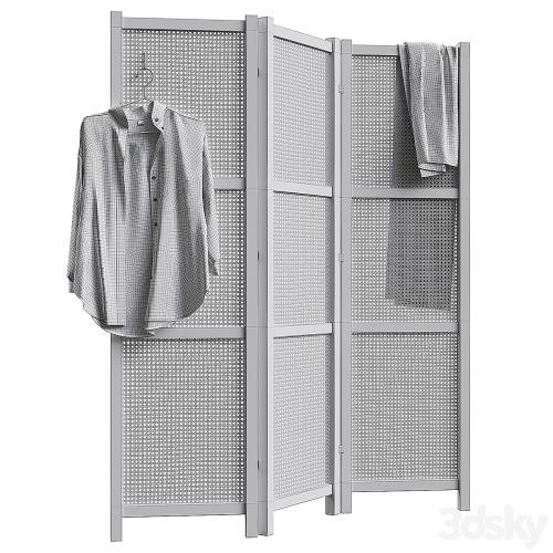 Folding screen with rattan weave