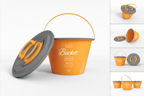 Plastic Bucket Branding Mockup Set