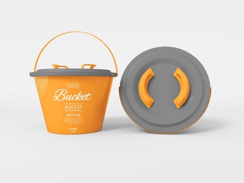 Plastic Bucket Branding Mockup Set