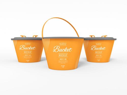 Plastic Bucket Branding Mockup Set