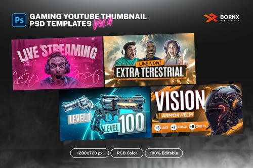 Gaming Youtube Thumbnail Templates vol 4