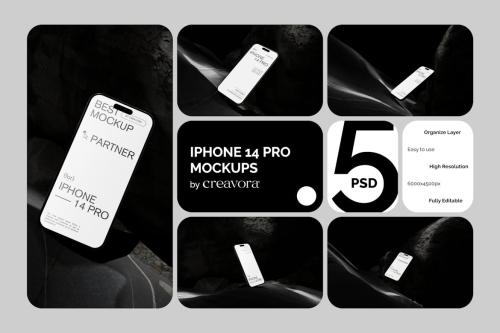 Black iPhone 14 Pro Mockups