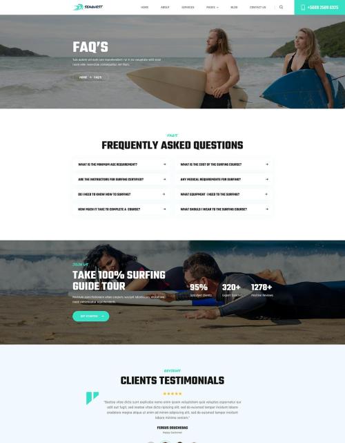 Seaquest | Water Sports PSD Template