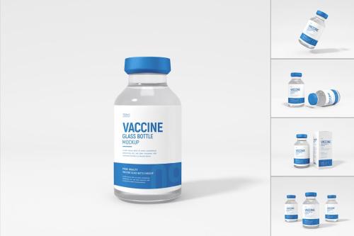 Glass Vaccine Bottle Packaging Mockup Set