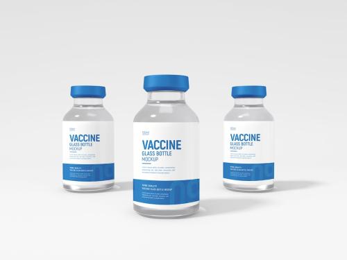 Glass Vaccine Bottle Packaging Mockup Set