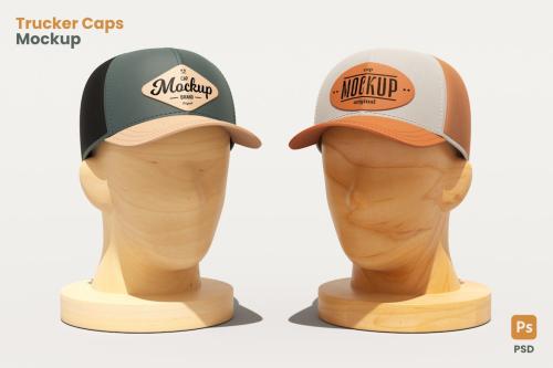 Two Trucker Caps Mockup