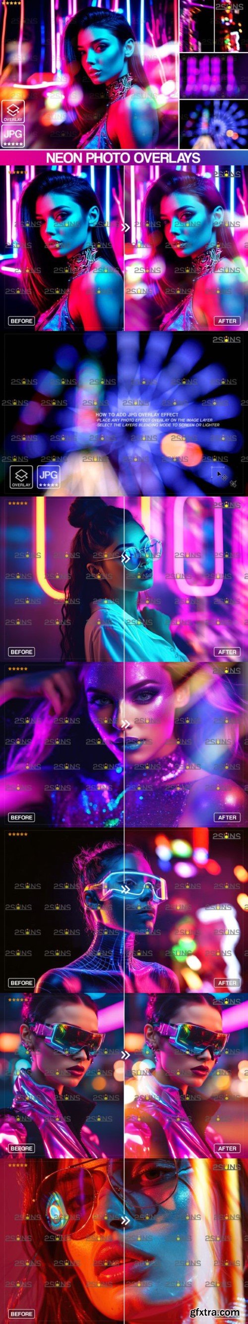 Neon Photoshop Overlays Bokeh Textures