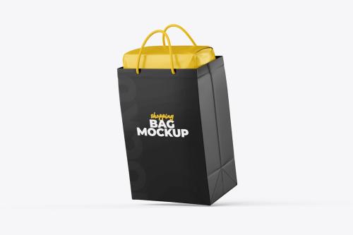Plastic Package with Paper Shopping Bag Mockup