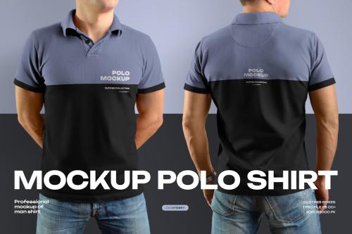 2 Mockups Polo Shirt Front and Back View