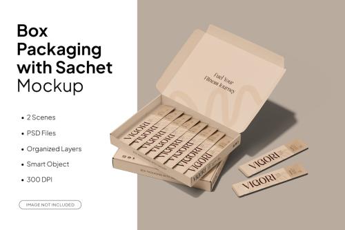 Box and Sachet Mockup