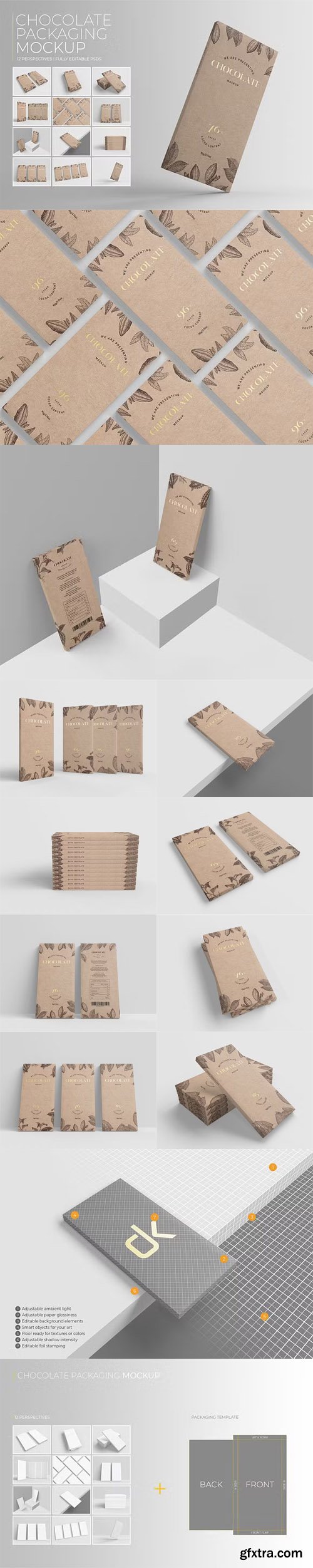 Chocolate Packaging PSD Mockup Templates