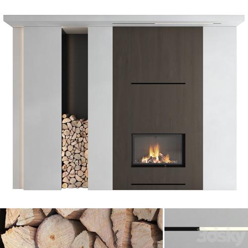 Decorative wall with fireplace set 21