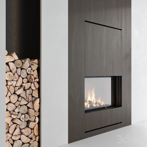 Decorative wall with fireplace set 21