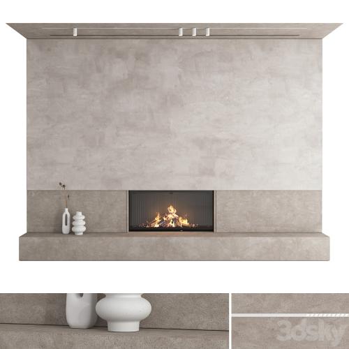 Decorative wall with fireplace set 27