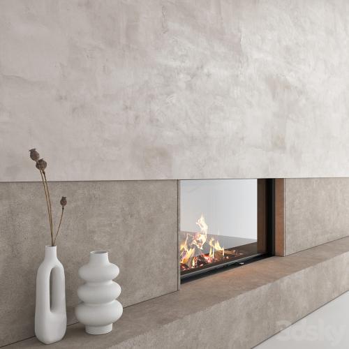 Decorative wall with fireplace set 27