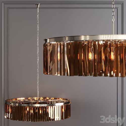 Restoration Hardware 1920S ODEON RHYS SMOKE GLASS PRISM ROUND CHANDELIER 43 Nickel