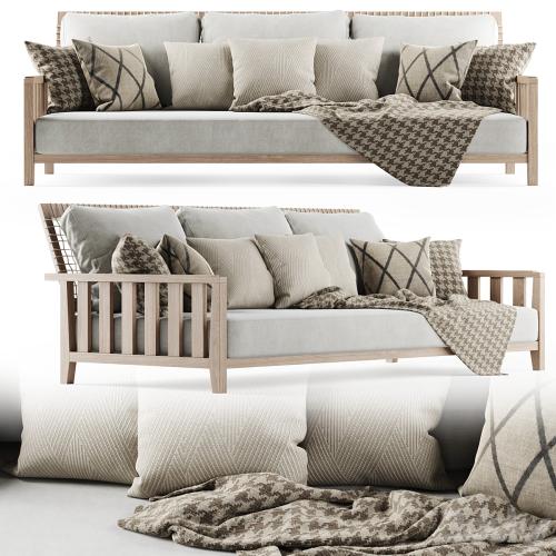 Three-seater garden sofa with plaid / Three-seater garden sofa with plaid